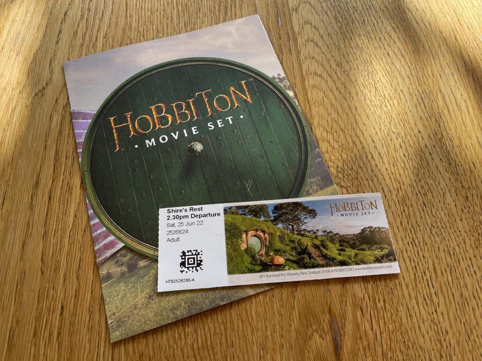 The author's ticket and map to the Hobbiton Movie Set.