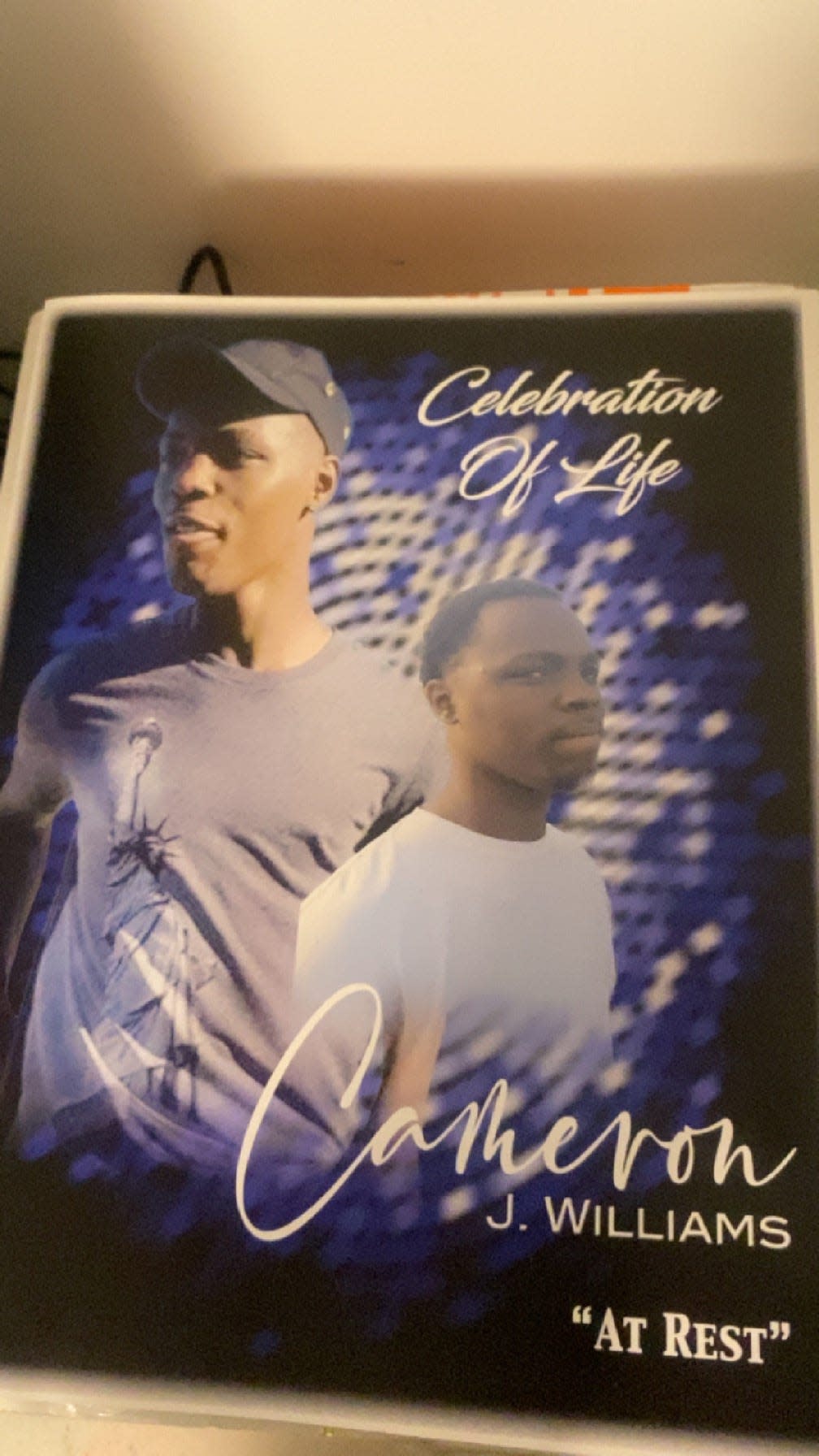A poster created by a family member for Williams' celebration of life.