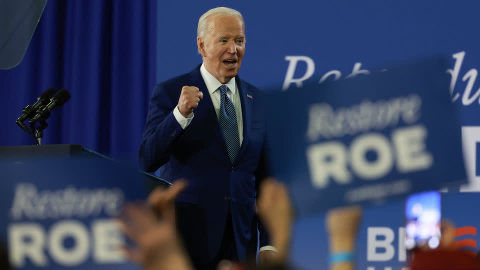 President Joe Biden speaks during a campaign stop at Hillsborough Community College's Dale Mabry campus in Tampa, Florida, on April 23, 2024. During the event, Biden spoke about abortion rights. - Joe Raedle/Getty Images