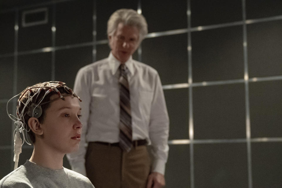 Millie Bobby Brown as Eleven and Matthew Modine as Dr. Martin Brenner in 'Stranger Things'<span class="copyright">Tina Rowden—Netflix</span>
