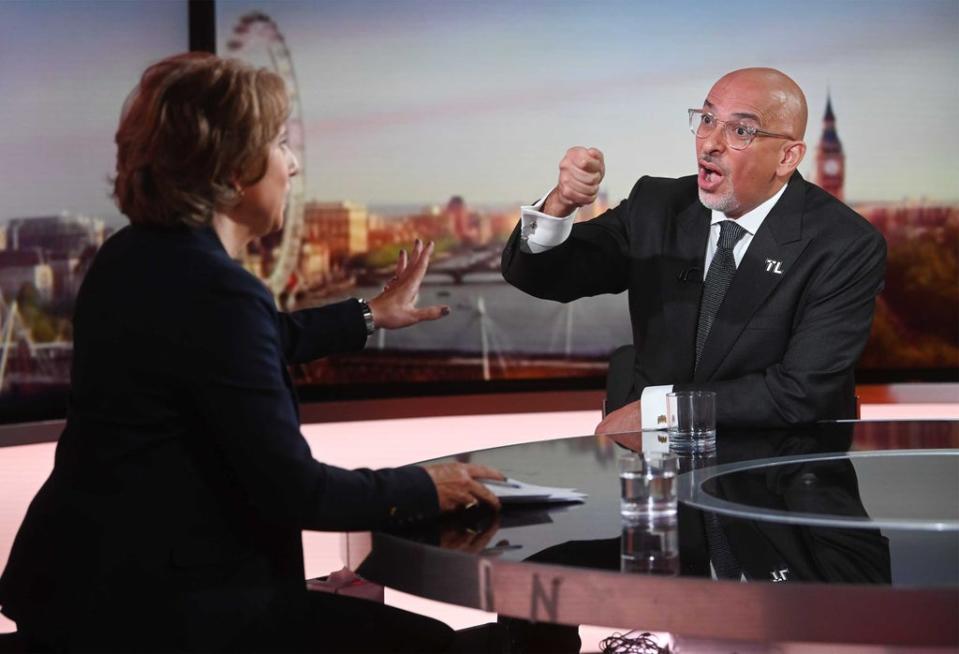 Nadhim Zahawi being interviewed by Jo Coburn on the BBC One current affairs programme Sunday Morning (Jeff Overs/BBC/PA) (PA Media)