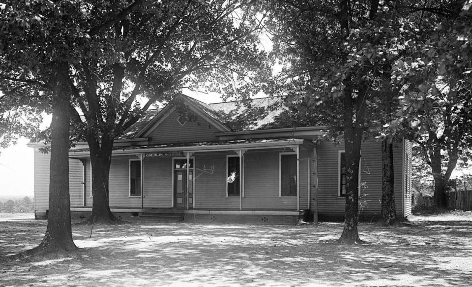 The old Oberlin School, pictured around 1910. The schoolhouse was built in 1882 on Oberlin Road in the community of Oberlin.