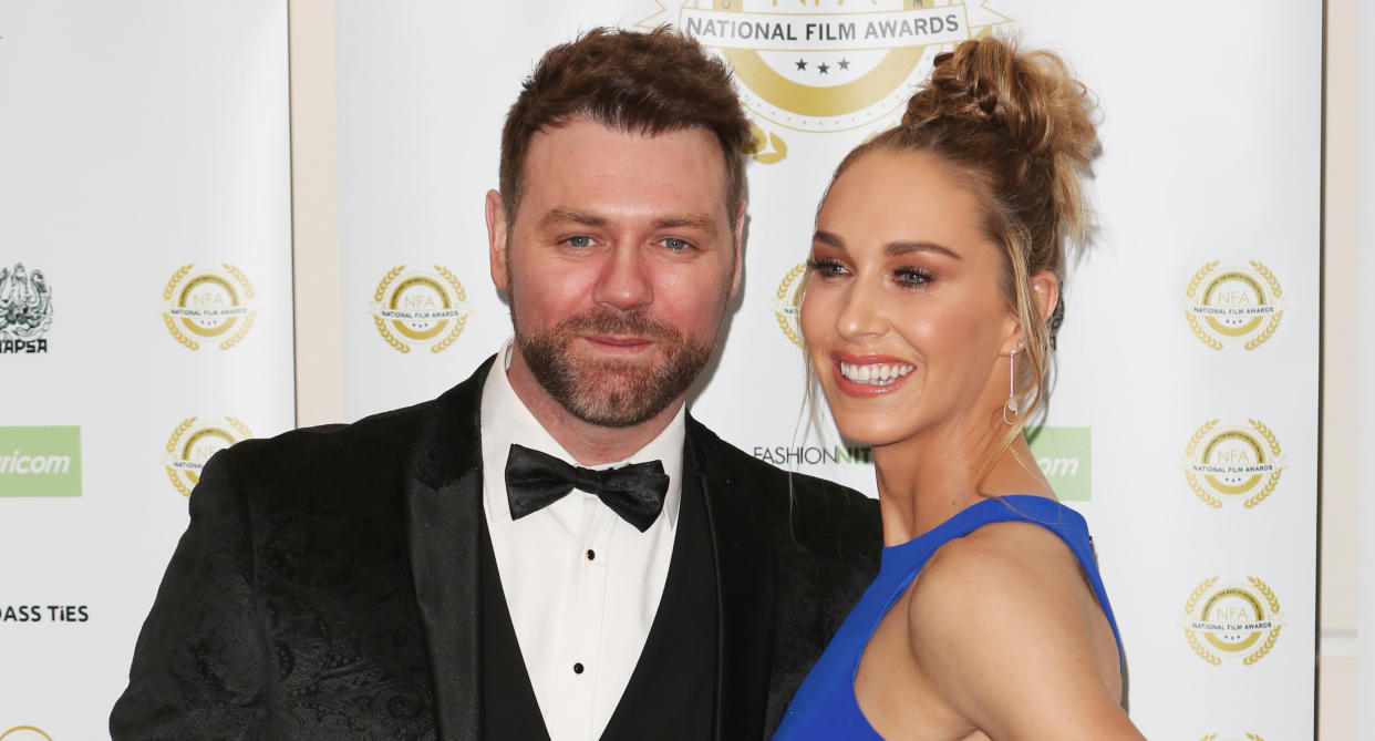Brian McFadden and Danielle Parkinson attend the National Film Awards 2019 at Porchester Hall in London. (Photo by Brett Cove/SOPA Images/LightRocket via Getty Images)