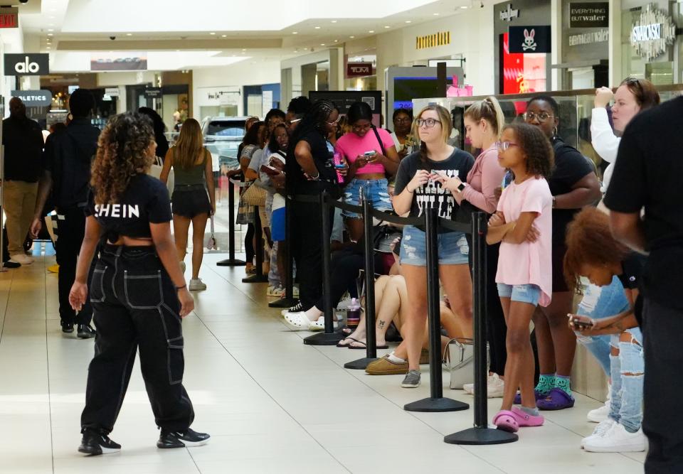 The wait time was two to four hours to enter the Shein pop-up store Friday.