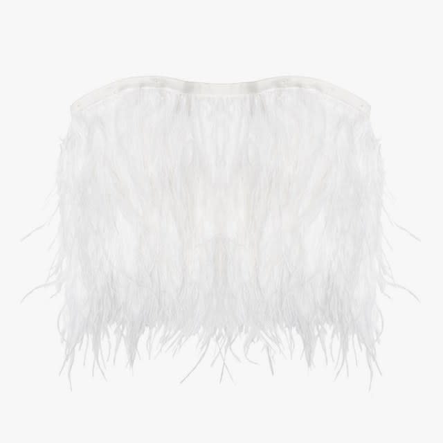 Victoria’s Secret feather bustier, $128, victoriassecret.com