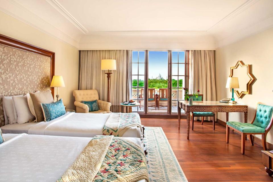 The Oberoi Amarvilas guest room interior with balcony