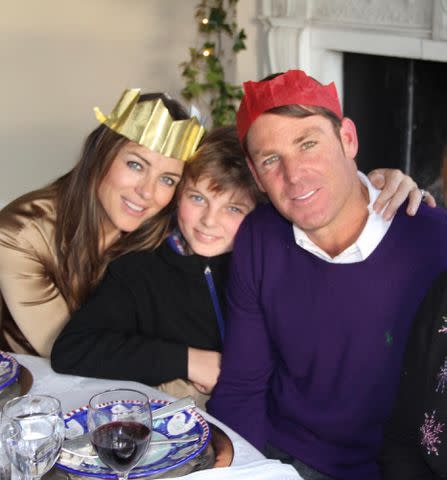 <p>Damian Hurley Instagram</p> Elizabeth Hurley with her son Damian Hurley and ex Shane Warne