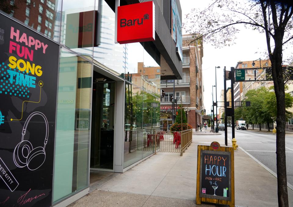 Baru restaurant in downtown Cincinnati offers sushi, a full bar and comfortable seating. The restaurant opened in April at Fifth and Race streets.