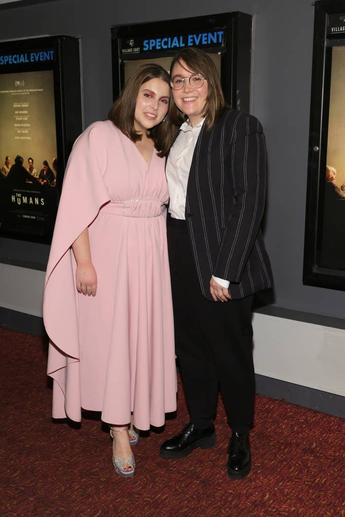 Beanie, on the right, poses with Bonnie-Chance Roberts on the red carpet