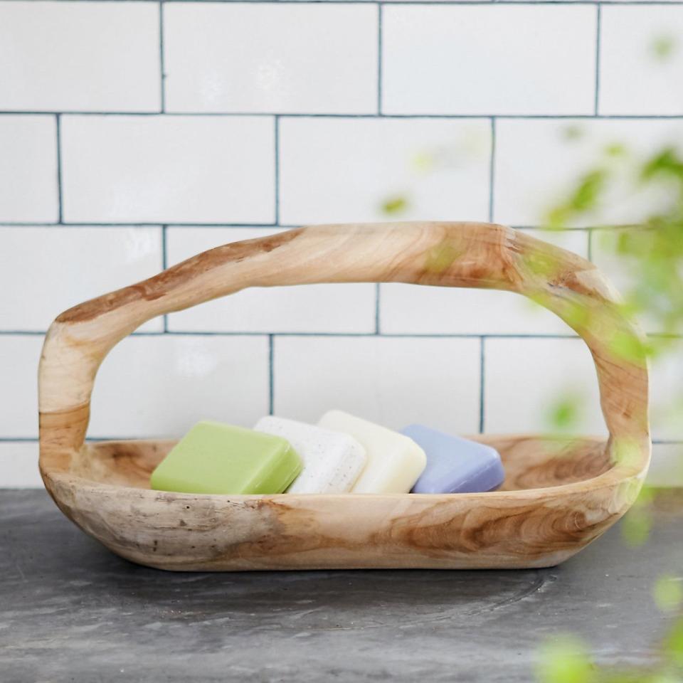 Carved Teak Bath Caddy