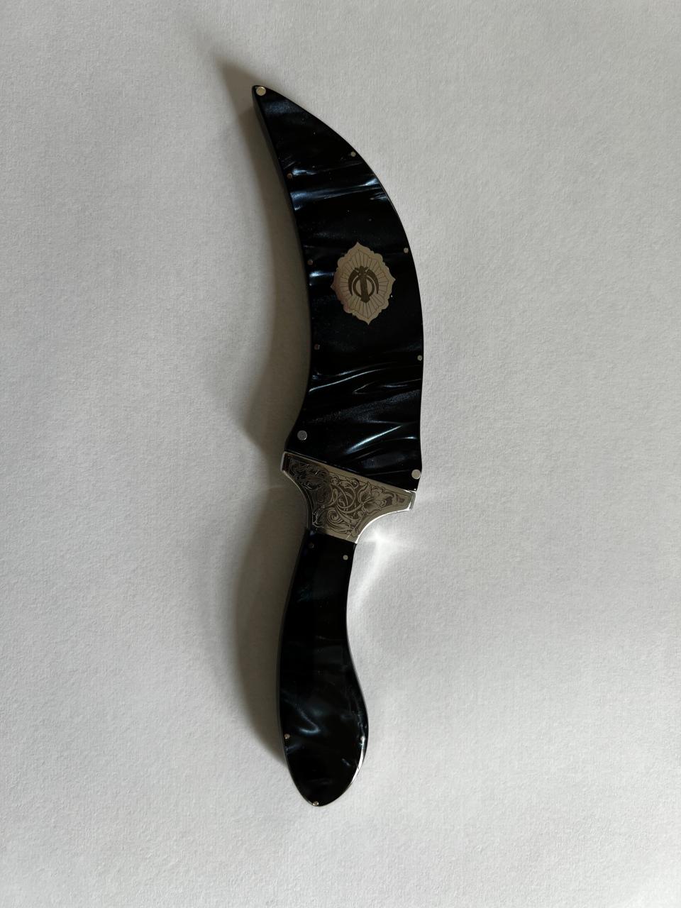 The three-inch kirpan owned by Sikh Coalition co-founder and Hopkinton resident Harpreet Singh. In Sikhism, the kirpan is an article of faith Sikhs maintain as part of a religious identity.