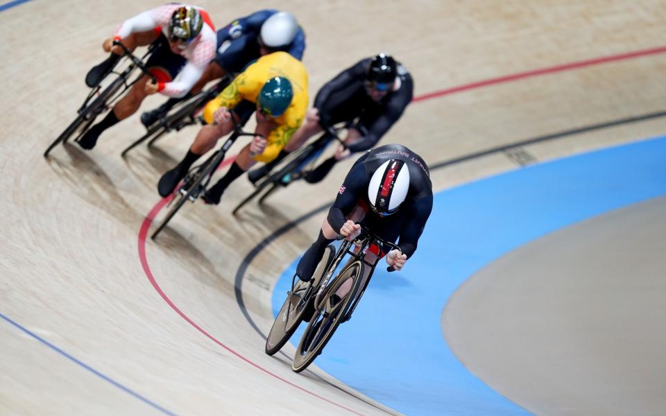 Jack Carlin lead his keirin semi-final