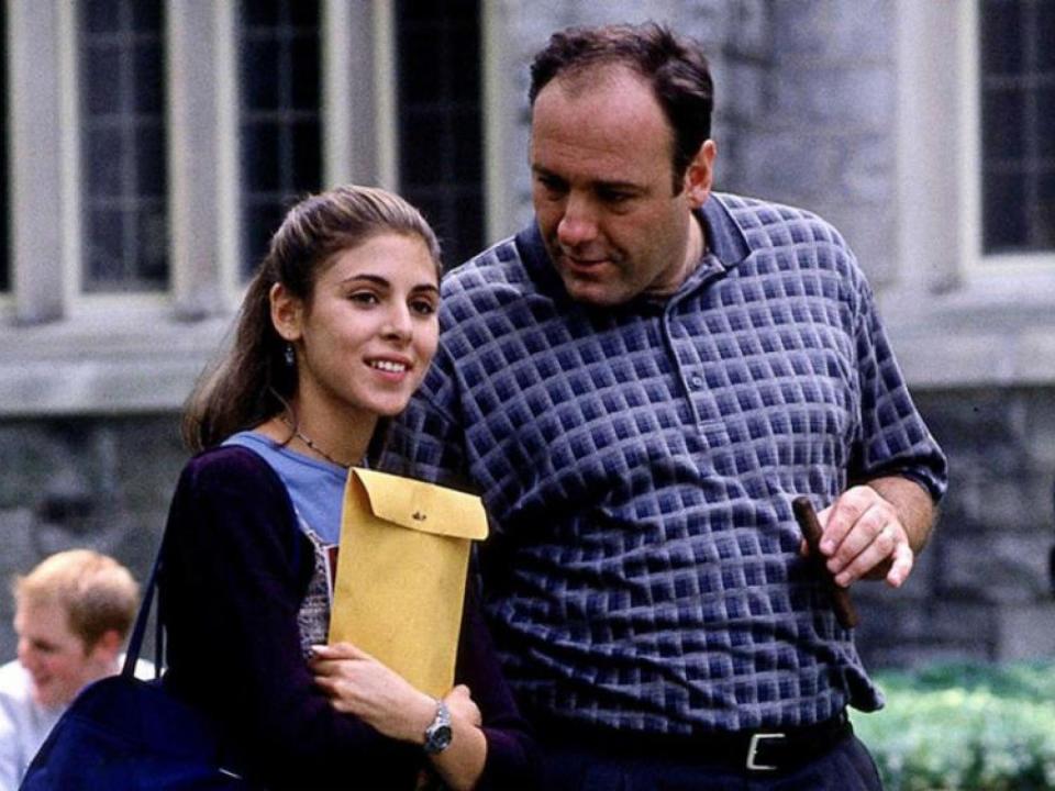 Jamie-Lynn Sigler and James Gandolfini on "The Sopranos."