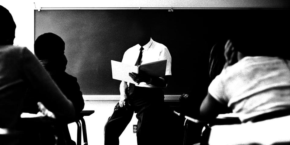 aging teachers in classroom (Photo: Illustration: Rebecca Zisser/HuffPost; Photo: Getty)