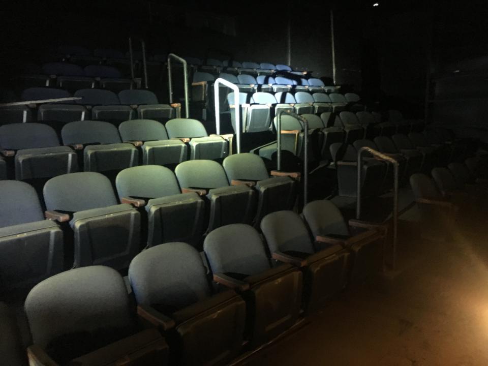 Ruined chairs from the Neuhaus Theatre in the Alley Theatre, Houston, Sept. 1, 2017. (Photo: Courtesy of Alley Theatre)