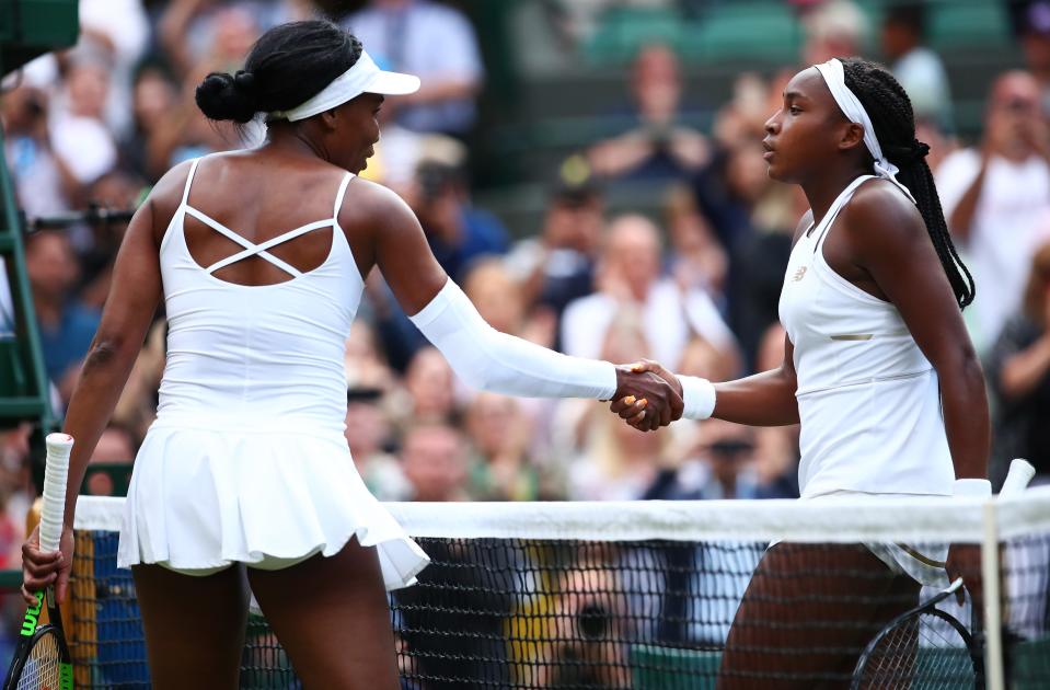 Coco Gauff (right) defeated Venus Williams at Wimbledon in 2019.