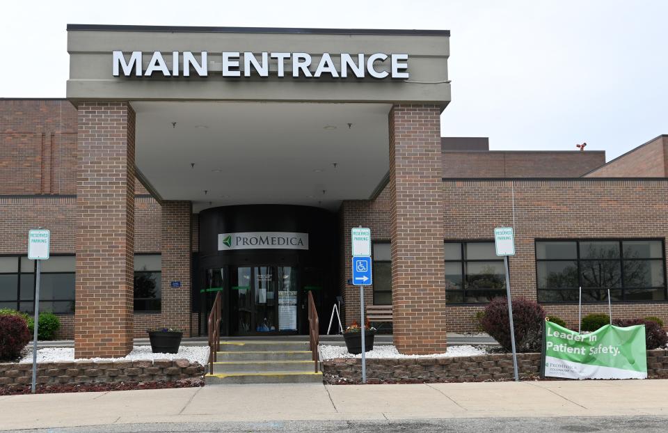 ProMedica Coldwater Regional Hospital with a green and white banner announcing its safety award.