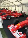 <p>The paddock at Goodwood contains almost too many legendary race cars to keep track of. We took countless photos of pedigreed racers, but we figured we'd share this one of several Ferrari F1 cars from a special class that made a tribute to <a href="https://www.caranddriver.com/news/a25747016/ferrari-michael-schumacher-exhibit-50th-birthday/" rel="nofollow noopener" target="_blank" data-ylk="slk:Michael Schumacher;elm:context_link;itc:0;sec:content-canvas" class="link ">Michael Schumacher</a> at this year's festival.</p>