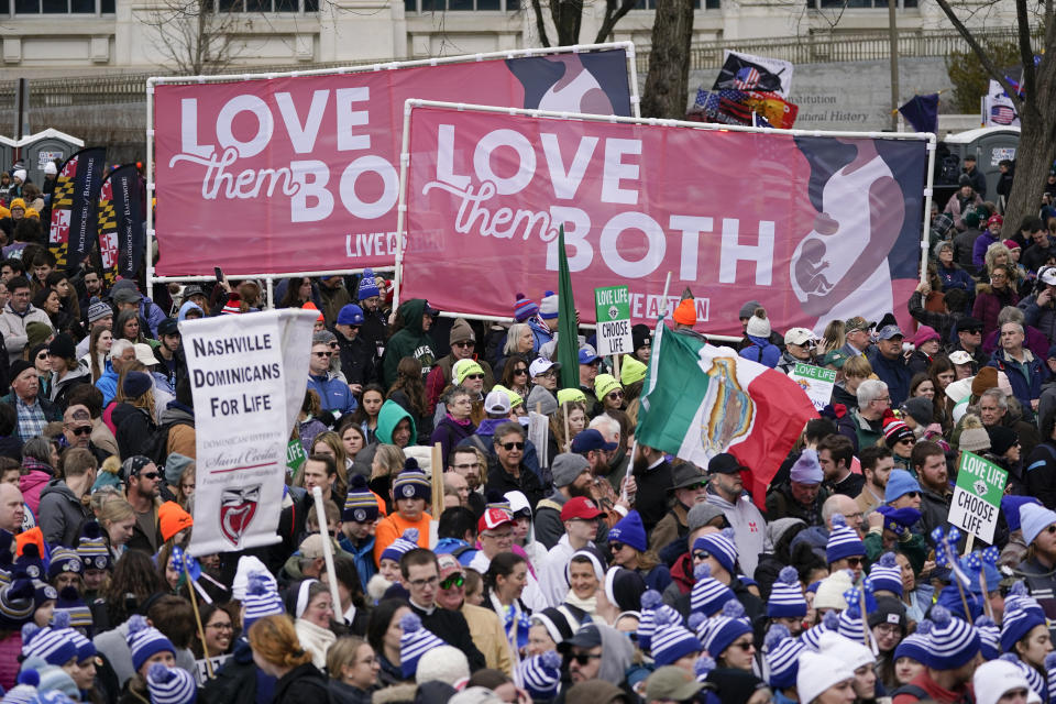 People participate in the March for Life rally Friday, Jan. 20, 2023, in Washington. (AP Photo/Patrick Semansky)