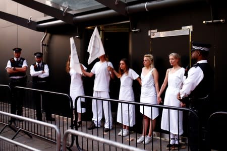 Extinction Rebellion climate change protest during London Fashion Week