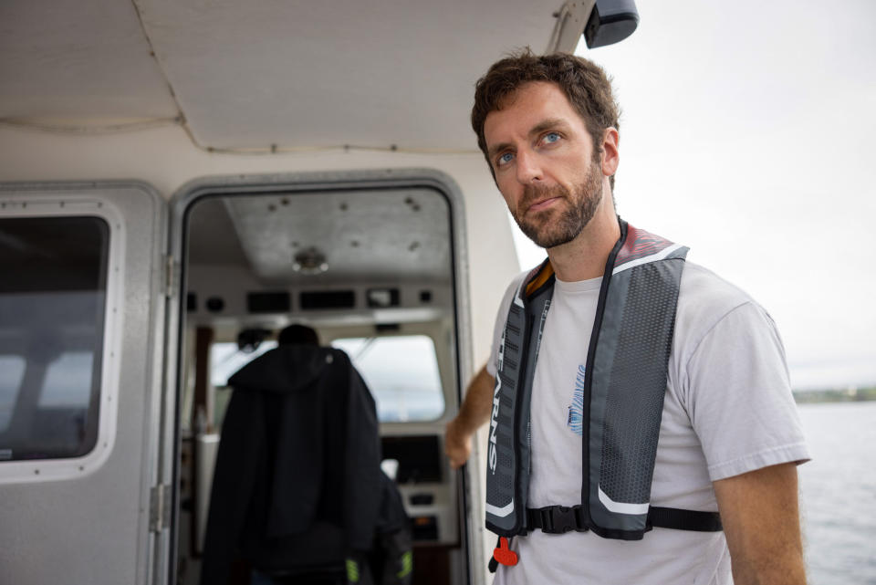 Will Burt at sea off Halifax, Nova Scotia. (Riley Smith for NBC News)