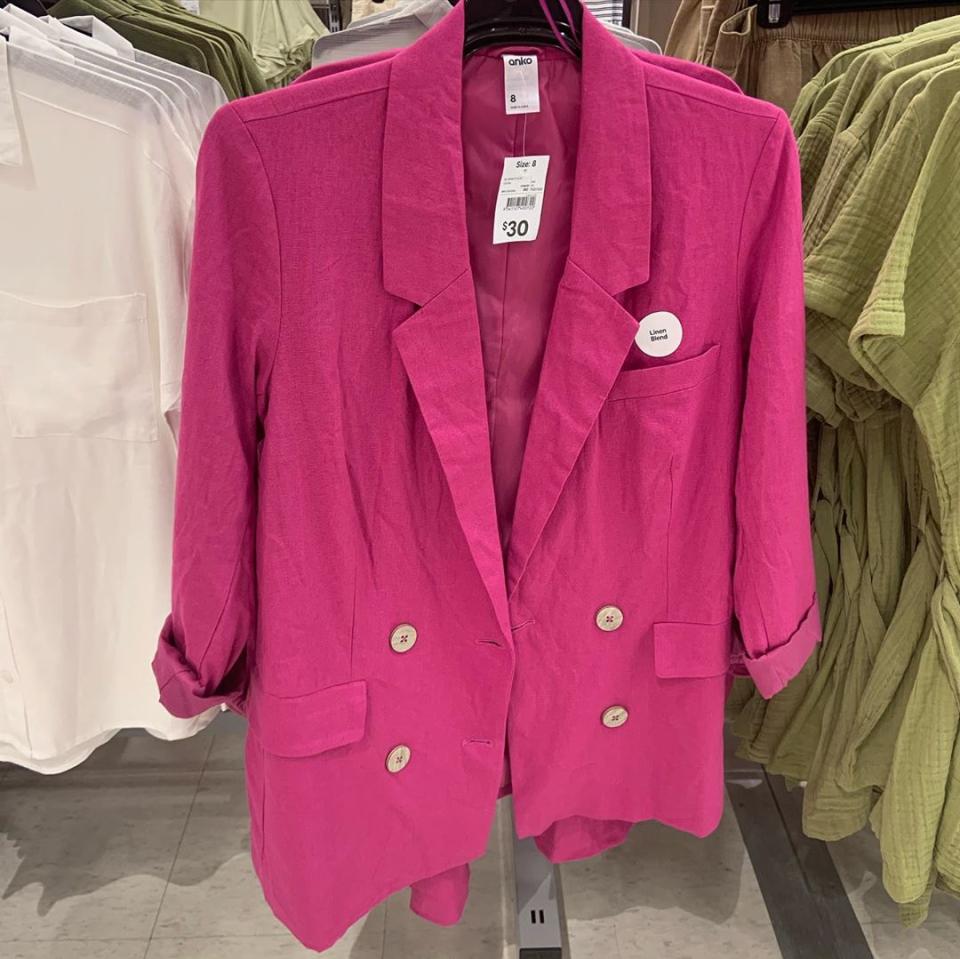 Kmart hot pink linen blazer for $30