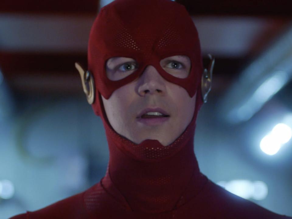 Grant Gustin dressed as The Flash on "The Flash."