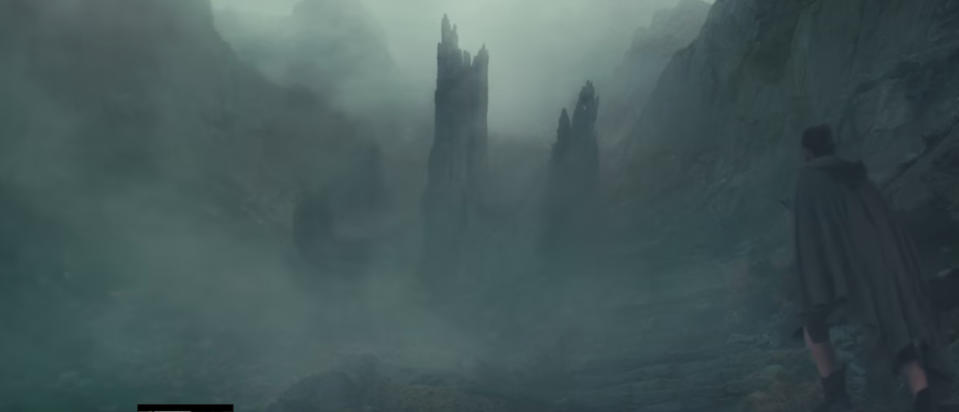 Rey approaches a gnarled tree shrouded in mist. (Photo: Lucasfilm)