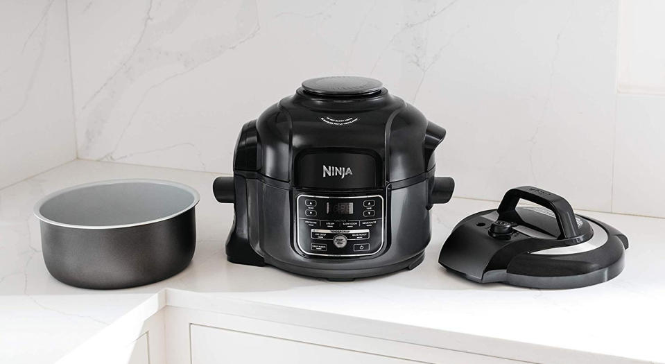 Ninja OP101 Foodi 7-in-1 multi-cooker on kitchen countertop. (Photo: Amazon)