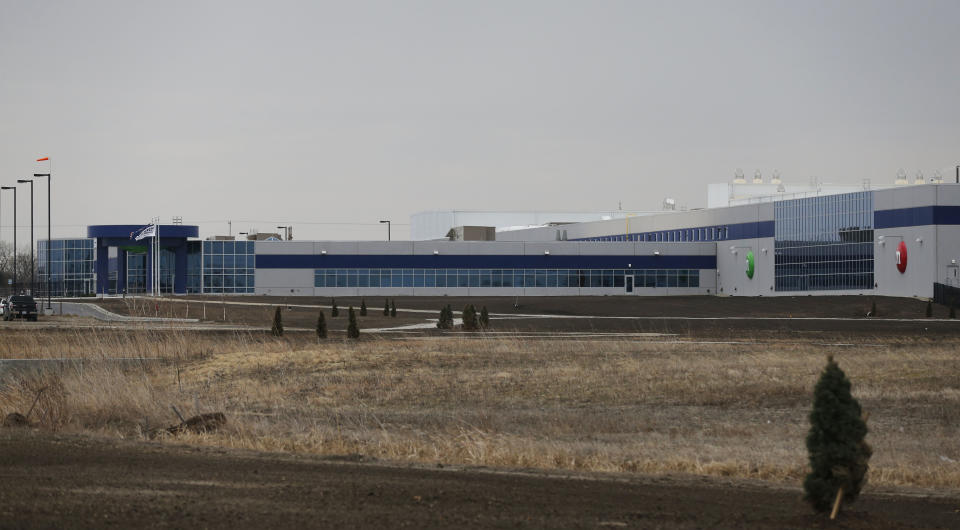 This Wednesday, March 26, 2014 photograph shows the new Mars Inc. production facility near Topeka, Kan. It's the company's first new North American production facility in 35 years. (AP Photo/Orlin Wagner)