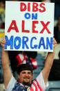 A USA fan holds up a sign during the Women's Football first round Group G match between United States and Colombia on Day 1 of the London 2012 Olympic Games at Hampden Park on July 28, 2012 in Glasgow, Scotland. (Getty Images)