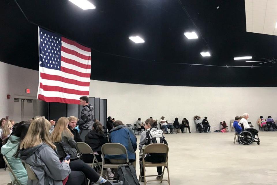 Tornado shelter opened by the Oktibbeha County Emergency Management agency on Tuesday (AP)