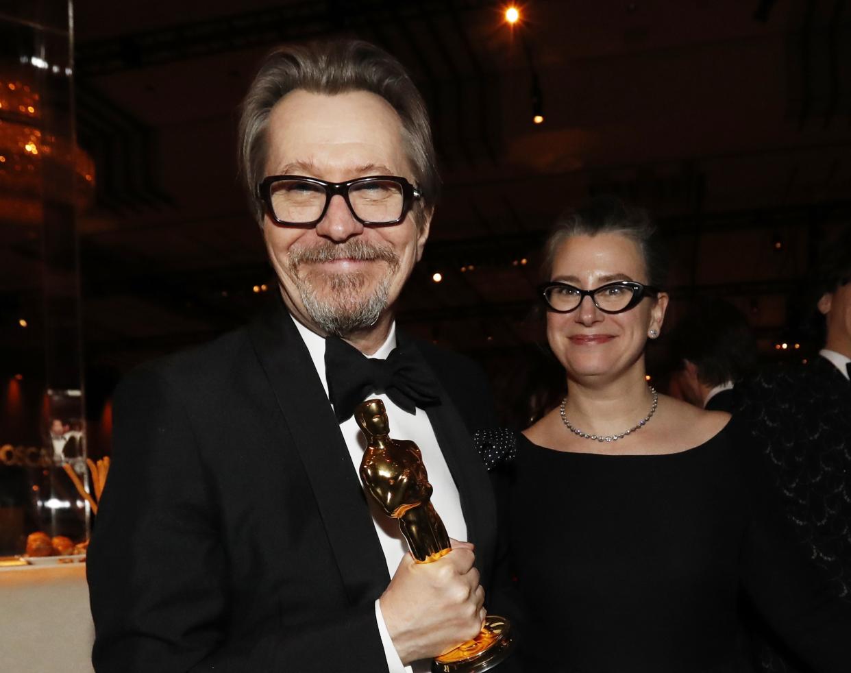 90th Academy Awards – Oscars Governors Ball – Hollywood, California, U.S., 04/03/2018 – Gary Oldman and Gisele Schmidt. REUTERS/Mario Anzuoni