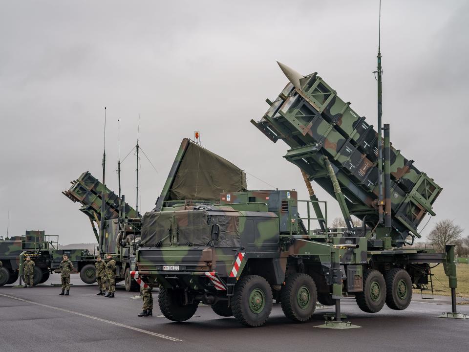 Patriot missile defense system at Schwesing military airport in Germany on March 17, 2022.