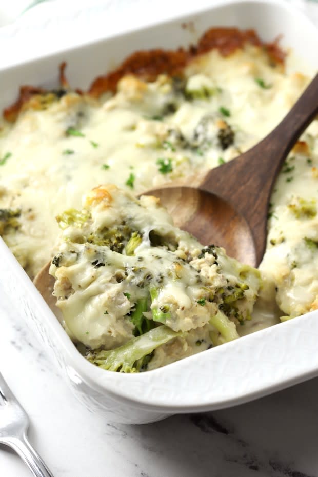 <p><a href="https://thetoastykitchen.com/tuna-broccoli-alfredo-casserole/" rel="nofollow noopener" target="_blank" data-ylk="slk:The Toasty Kitchen;elm:context_link;itc:0;sec:content-canvas" class="link ">The Toasty Kitchen</a></p><p>Make this tuna broccoli alfredo casserole for dinner tonight—it's easy to assemble and low-carb. Tuna and fresh chopped broccoli are coated in a homemade alfredo sauce and topped with shredded mozzarella cheese.</p><p><strong>Get the recipe: <a href="https://thetoastykitchen.com/tuna-broccoli-alfredo-casserole/" rel="nofollow noopener" target="_blank" data-ylk="slk:Tuna Broccoli Alfredo Casserole;elm:context_link;itc:0;sec:content-canvas" class="link ">Tuna Broccoli Alfredo Casserole</a></strong></p>
