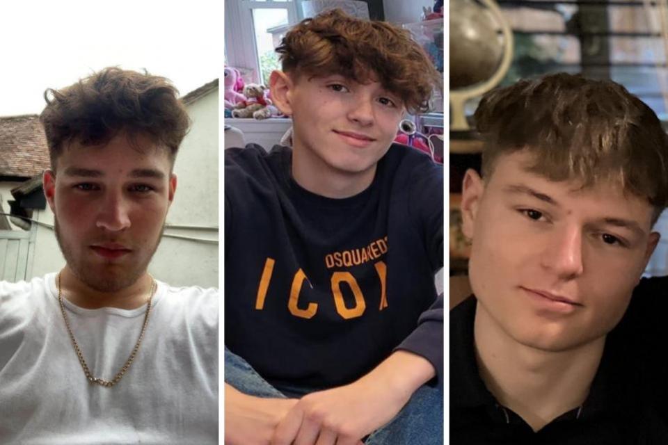 Oxford Mail: From left, Daniel Hancock, 18, Elliot Pullen, 17, and  Ethan Goddard, 18, who died in the crash in