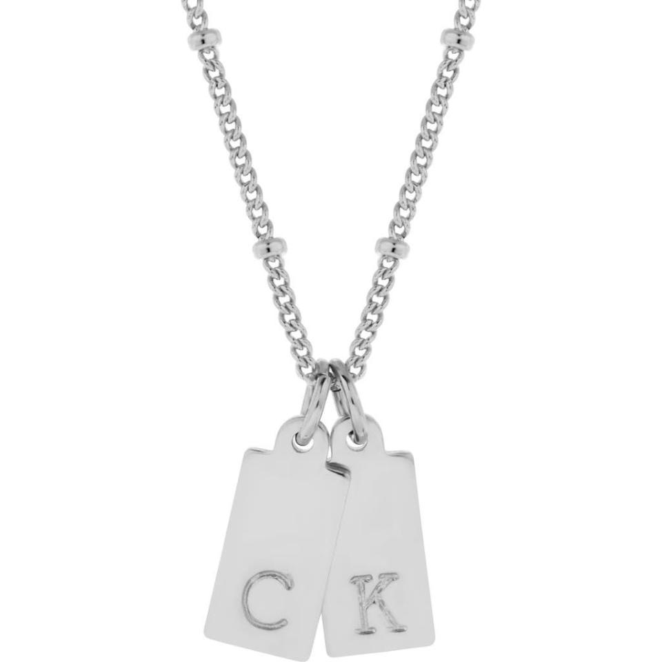 11) Brook and York Madeline Personalized Initial Charm Necklace in Silver