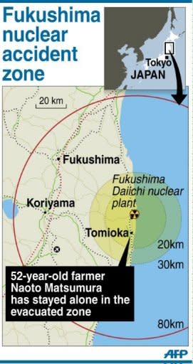 Map showing the evacuation zone around Japan's stricken Fukushima nuclear power plant