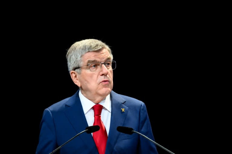 El presidente del Comité Olímpico Internacional, Thomas Bach, en el primer día de la 142ª sesión del organismo, el 23 de julio de 2024 en París (Fabrice Coffrini)