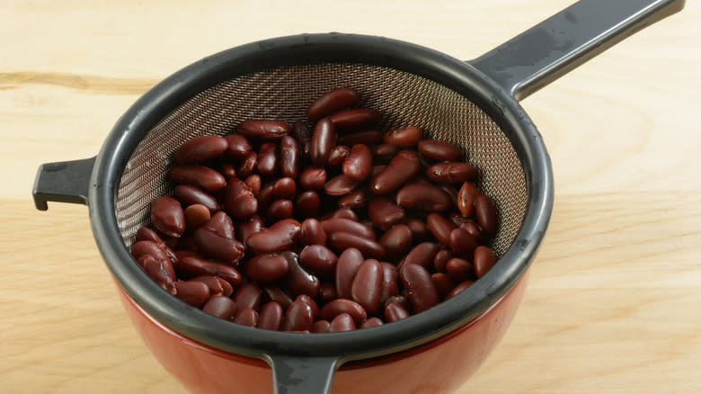 Beans in a colander