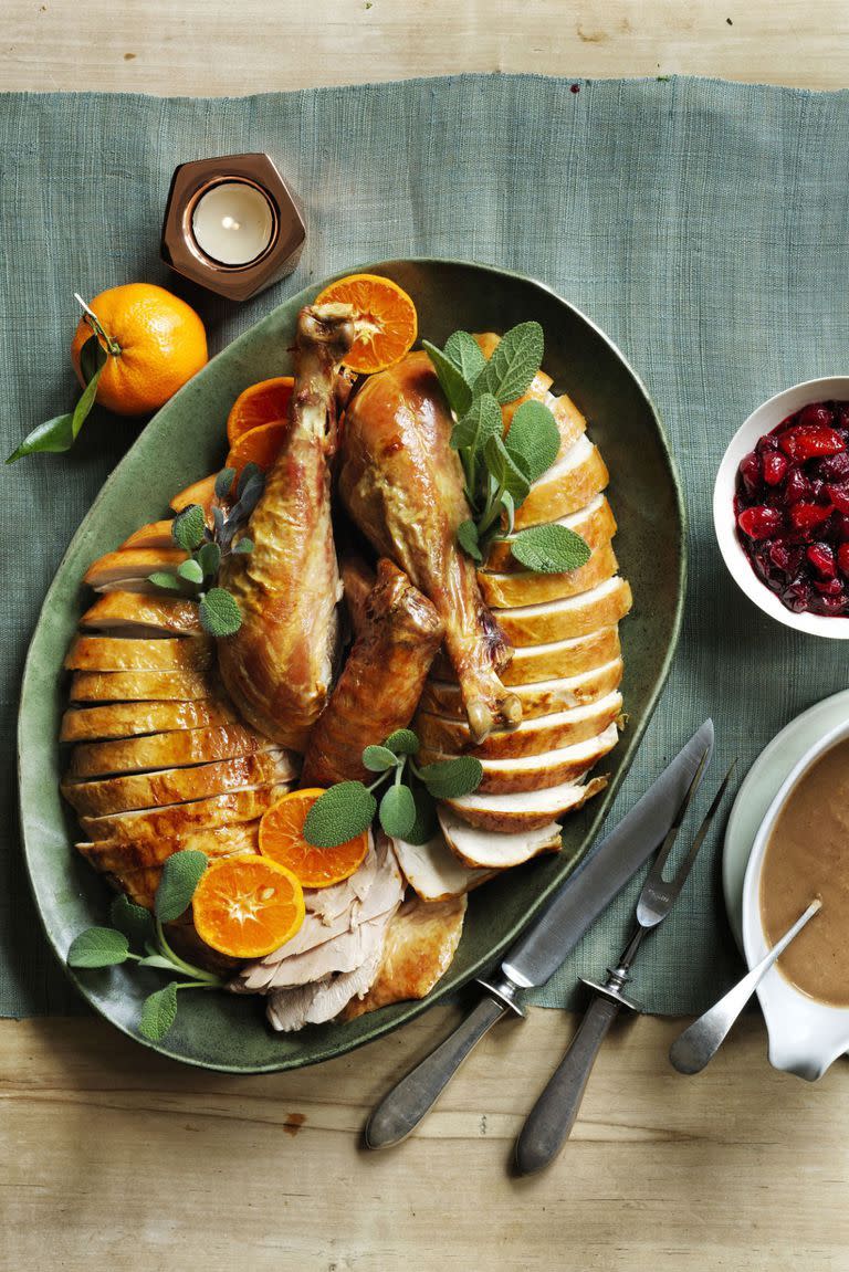 <p>You may think citrus should be reserved for Christmas. Well, think again. </p><p>Get the <a href="https://www.womansday.com/food-recipes/food-drinks/recipes/a60484/sage-and-orange-roast-turkey-recipe/" rel="nofollow noopener" target="_blank" data-ylk="slk:Sage and Orange Roast Turkey recipe" class="link "><strong>Sage and Orange Roast Turkey recipe</strong></a> from Woman's Day.</p>