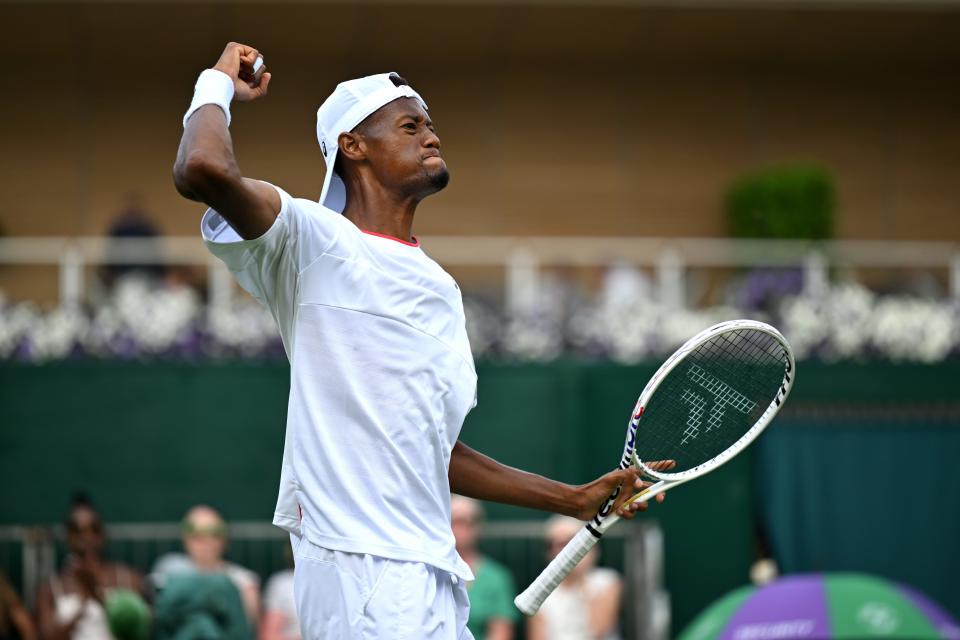American Chris Eubanks celebrates after defeating Christopher O'Connell in the third round. He'll face Stefanos Tsitsipas next.