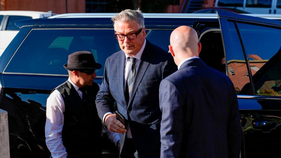 PHOTO: Alec Baldwin arrives to attend his trial in Santa Fe, July 11, 2024. Baldwin is facing a charge of involuntary manslaughter in the death of a cinematographer on the set of the film 'Rust'.  (Ramsay De Give/AP)