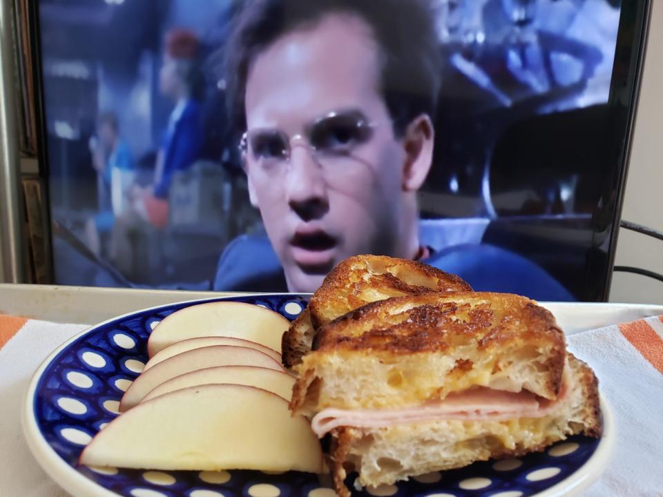 Anthony Edwards in "Miracle Mile" and a grilled ham and cheese sandwich