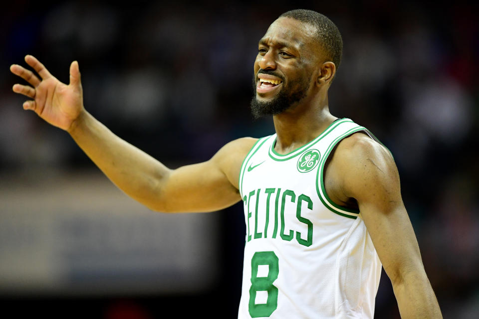 CHARLOTTE, NORTH CAROLINA - DECEMBER 31: Kemba Walker #8 of the Boston Celtics during the third quarter during their game against the Charlotte Hornets at Spectrum Center on December 31, 2019 in Charlotte, North Carolina. NOTE TO USER: User expressly acknowledges and agrees that, by downloading and/or using this photograph, user is consenting to the terms and conditions of the Getty Images License Agreement. (Photo by Jacob Kupferman/Getty Images)