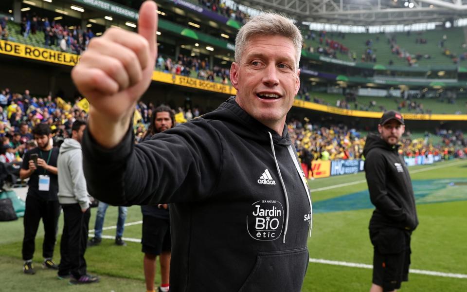 Ronan O'Gara celebrates Champions Cup victory