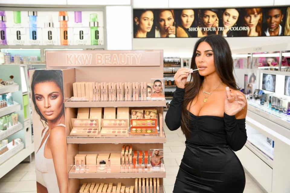 Kardashian West promoting her new makeup range.