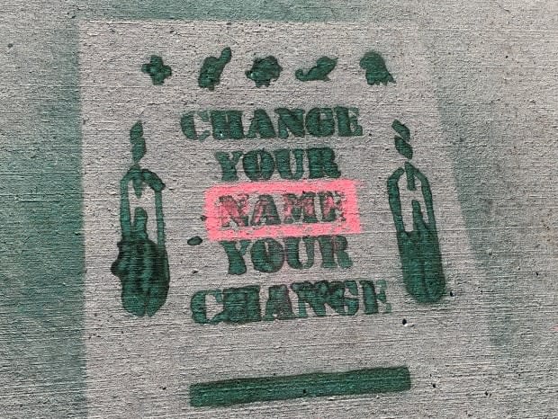 This stencil was sprayed outside of Langevin School by the Change Langevin School Committee.