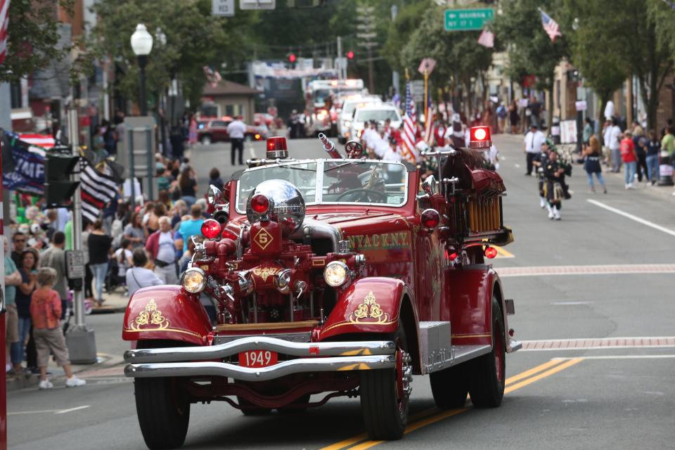 A 1949 pumper from the Nyack fire department takes part in the Rockland County Volunteer Firefighters Association's 107th annual parade Sept. 7, 2019.  
