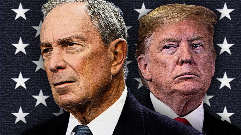 Michael Bloomberg and President Trump. (Photo illustration: Yahoo News; photos: AP)